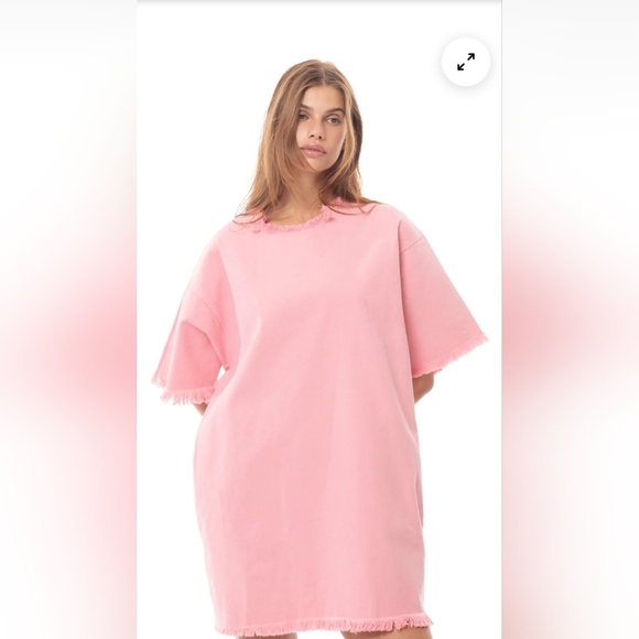 Marques Almeida Frayed Edge Denim Dress Pink Size M Medium - Picture 4 of 9